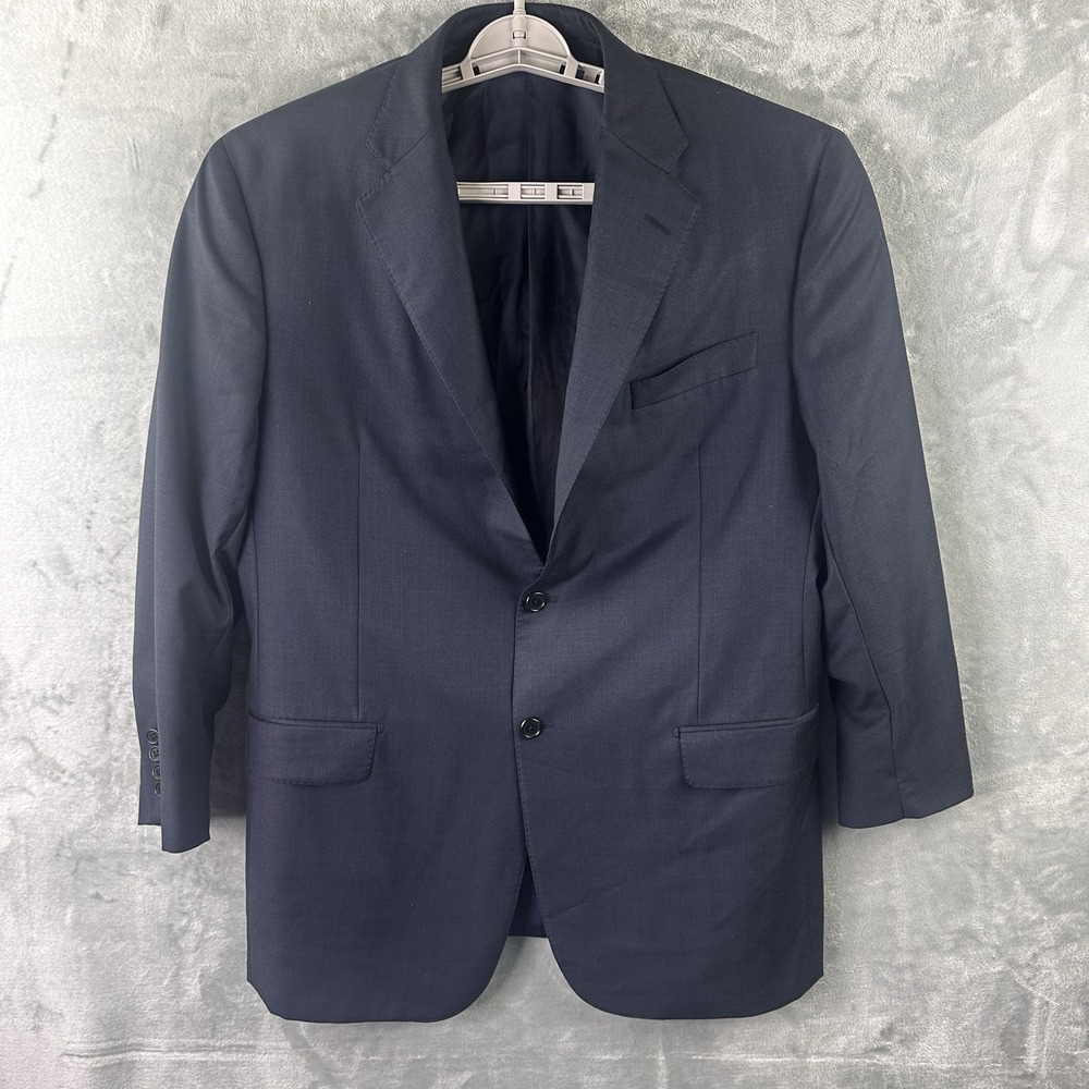 Hickey Freeman Loro Piana Tasmanian Wool Blazer Navy Sport Coat Made in USA ~46R
